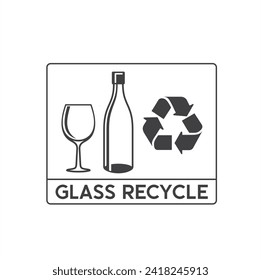 symbol of glass recycle, bottle glass recycle, vector art.