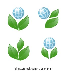 Symbol of globe with the plant. Vector-Illustration