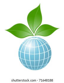 Symbol of globe with the plant. Vector-Illustration