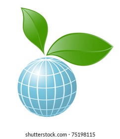 Symbol of globe with the plant. Vector-Illustration