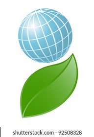 Symbol of globe with the plant. Vector-Illustration