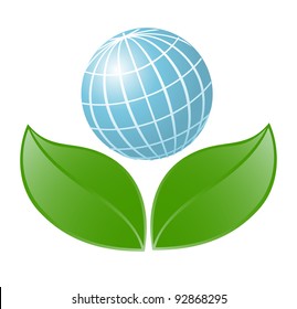 Symbol of globe with the plant. Vector-Illustration