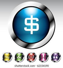 Symbol Glossy Button Metallic Set