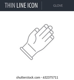 Symbol of Glove. Thin line Icon of Farming. Stroke Pictogram Graphic for Web Design. Quality Outline Vector Symbol Concept. Premium Mono Linear Beautiful Plain Laconic Logo