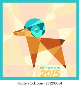 symbol of goat stained-glass window new year card.Vector illustration