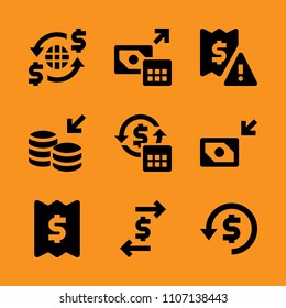 symbol, gold, vector and expense icon set. Vector illustration for web and design.