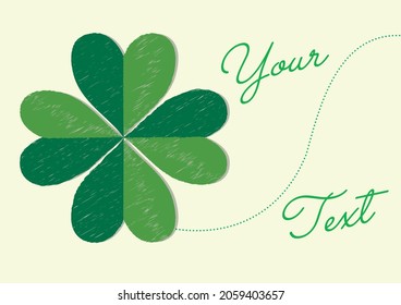 symbol of good luck. Hand-painted touch, four-leaf clover illustration, background.