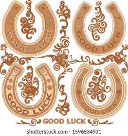 symbol good luck horseshoe flat vector