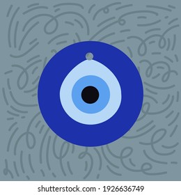 The symbol of good luck is the Nazar amulet. Postcards with symbols that bring good luck and fortune. An amulet in the form of an eye. A poster for your success and luck. Vector illustration