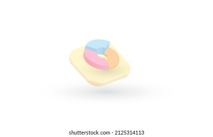 Symbol graph or chart icon isolated with background, 3d render illustration