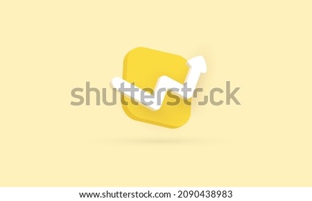 Symbol graph or chart icon message bubble isolated yellow background, 3d render illustration