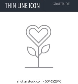 Symbol of Gratitude Thin line Icon of Conscious Living and Friends Relations. Stroke Pictogram Graphic for Web Design. Quality Outline Vector Symbol Concept. Premium Mono Linear Beautiful Plain