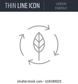 Symbol of Green Energy. Thin line Icon of Power And Energy. Stroke Pictogram Graphic for Web Design. Quality Outline Vector Symbol Concept. Premium Mono Linear Beautiful Plain Laconic Logo