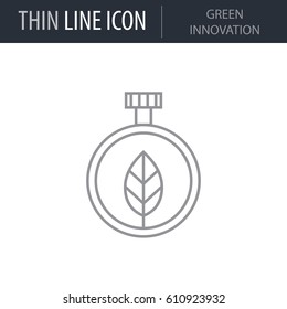 Symbol of Green Innovation. Thin line Icon of Power And Energy. Stroke Pictogram Graphic for Web Design. Quality Outline Vector Symbol Concept. Premium Mono Linear Beautiful Plain Laconic Logo