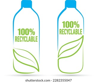 Symbol green plastic bottle biodegradable eco friendly product