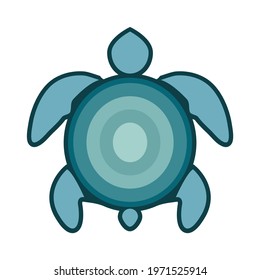 Symbol of green turtle vector graphics, isolated on white background.