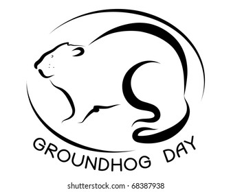 Symbol of Groundhog day with text. Vector black graphic