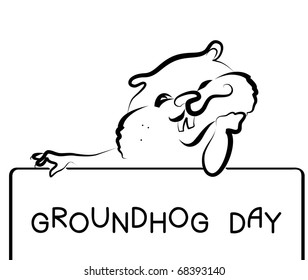 Symbol of Groundhog day with text. Vector black graphic
