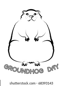 Symbol of Groundhog day with text. Vector black graphic