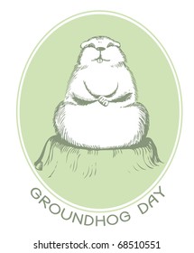 Symbol of Groundhog day with text. Vector graphic