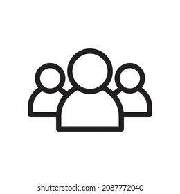 Símbolo de un grupo de personas o de varios usuarios o amigos. Iconos vectoriales planos para aplicaciones y sitios web. Tres personas, una como líder y dos como miembros. Editable, EPS 10.