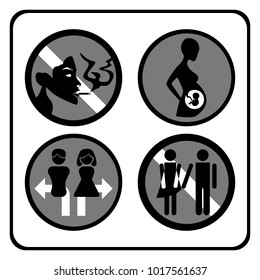 a symbol to guide passenger, no smoke, pregnant priority, no sexual harassment, and men-woman direction