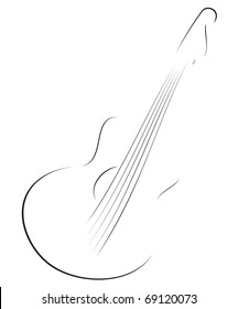 Symbol of guitar in sketch style on white