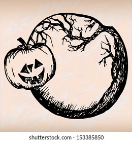 The symbol of Halloween in the style of an ancient engraving