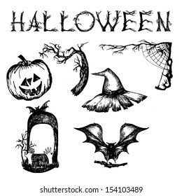 The symbol of Halloween in the style of an ancient engraving