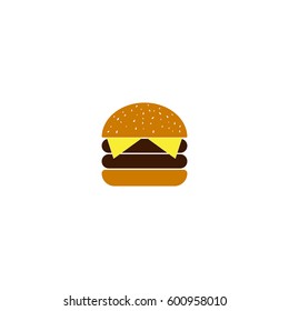 Symbol of hamburger or cheeseburger, on white background