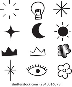 symbol hand draw icon set