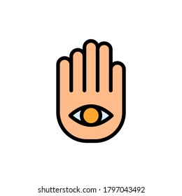 Symbol hand eye icon. Simple color with outline vector elements of esoteric icons for ui and ux, website or mobile application