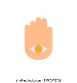 Symbol hand eye icon. Simple color vector elements of esoteric icons for ui and ux, website or mobile application