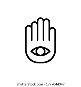 Icono del ojo de la mano del símbolo. Línea simple, contorno vectorial elementos de iconos esotéricos para ui y ux, sitio web o aplicación móvil