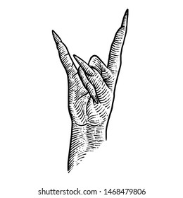 Symbol Hand gesture retro style black and white design