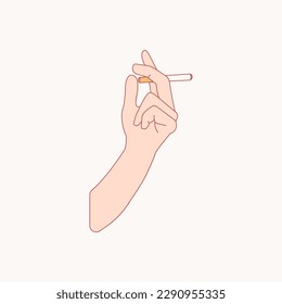 symbol of hand holding a cigarette, icon to take care of health