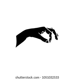 Symbol of the hand with lines isolate on white background.