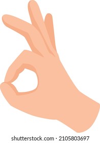 Symbol hand okey, icon ok isolated on white. Icon ok hand, sign good gesture, okay human yes, vector illustration