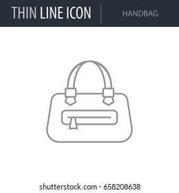 Symbol of Handbag. Thin line Icon of Fashion. Stroke Pictogram Graphic for Web Design. Quality Outline Vector Symbol Concept. Premium Mono Linear Beautiful Plain Laconic Logo