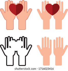 symbol of hands with a heart, various presentations