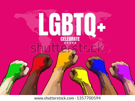 symbol hands rainbow colors, Pride & the LGBTQ Community, Images celebrating, Template Background, Vector Illustration.