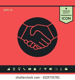 Symbol of handshake in circle. Icon
