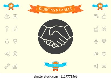 Symbol of handshake in circle. Icon