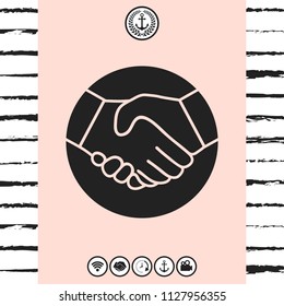 Symbol of handshake in circle. Icon