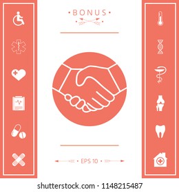 Symbol of handshake in circle. Icon