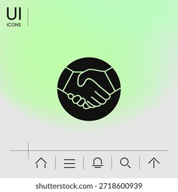 Símbolo de apretón de manos en círculo. Icono, Elementos para su diseño