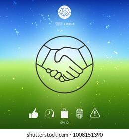 Symbol of handshake in circle. Line Icon