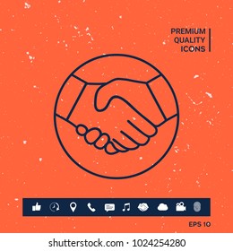 Symbol of handshake in circle. Line Icon