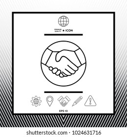 Symbol of handshake in circle. Line Icon