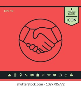 Symbol of handshake in circle. Line Icon